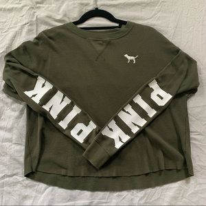 VS PINK olive green long sleeve top (size S)